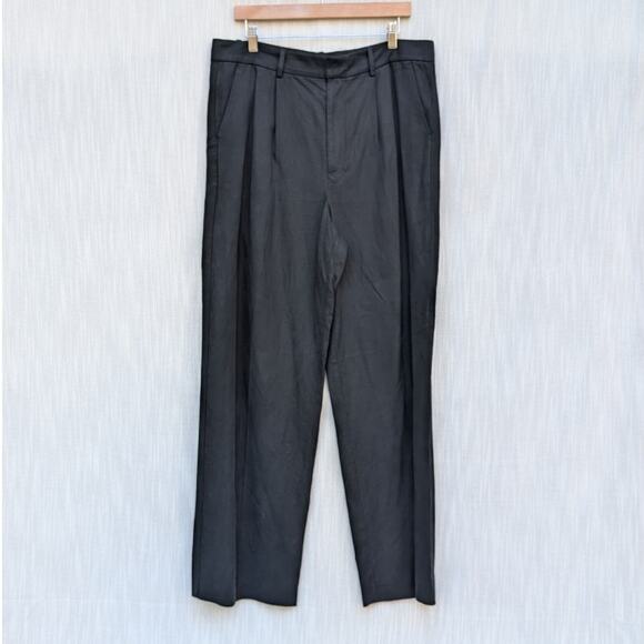 NWT Madewell Black Tall Slouchy Straight Pants in Drapey Twill, Size 12 - Picture 1 of 10